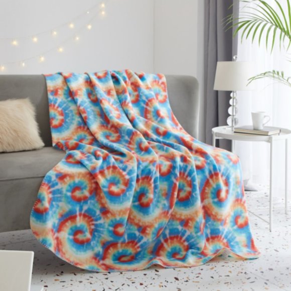 Fleece Throw BlanketTie Dye Rainbow 🌈 Soft Comfy Cozy Hippie Colorful Gift NIP - Picture 1 of 4